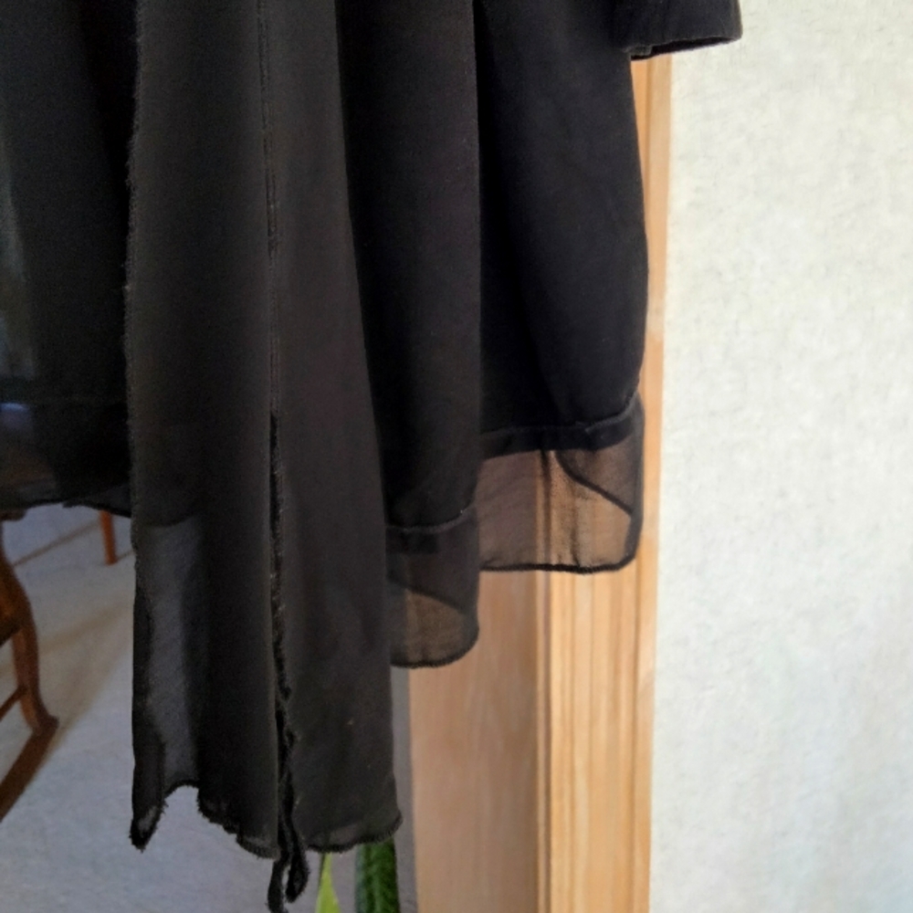 Black MOLLO RELLO Faux Suede Stretch Mix Media Longline Cardigan S/M - Picture 10 of 14